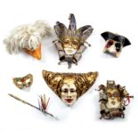 Six Venetian papier-mâché ball masks, various designs/Provenance: Eastington Hall,