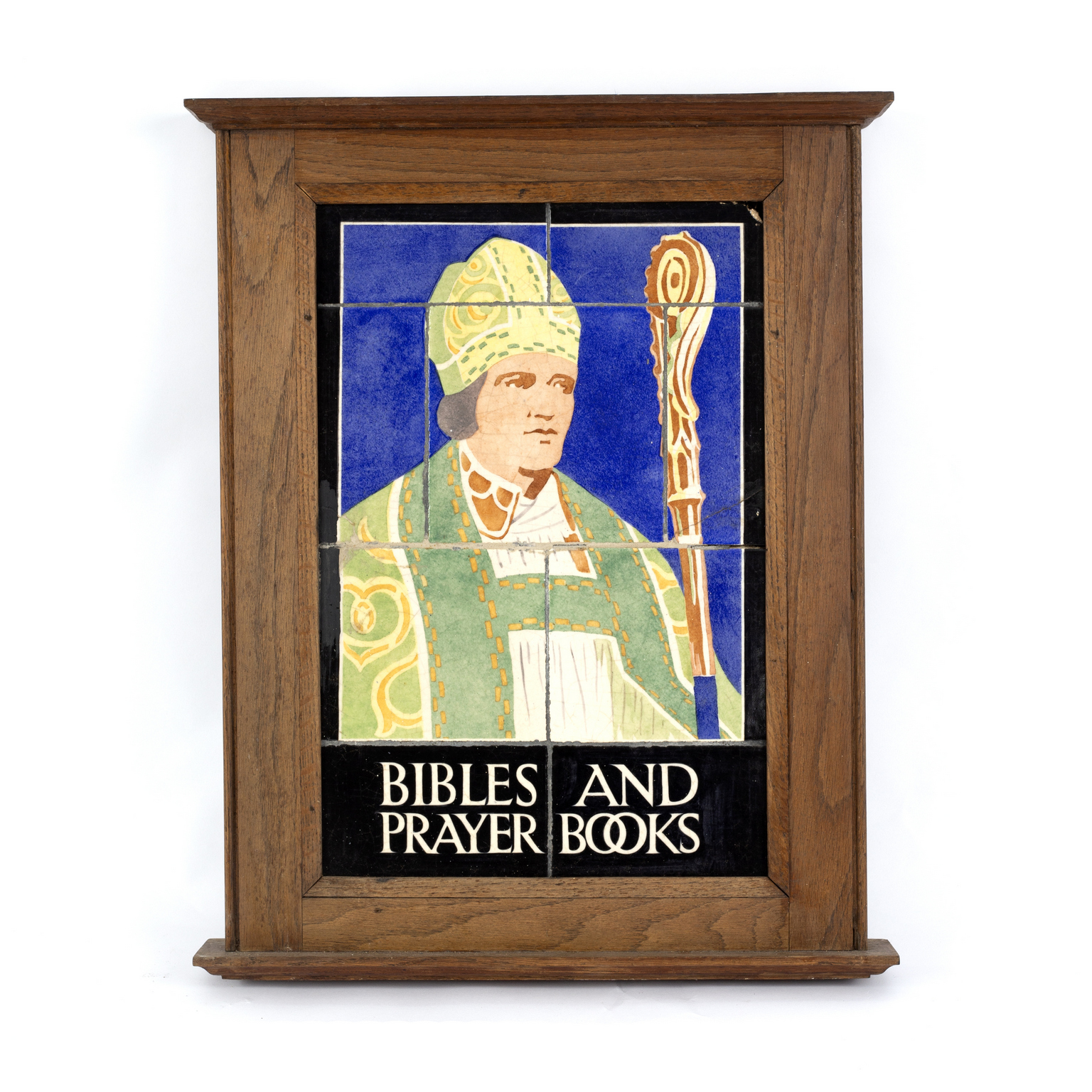 A Carter pictorial tile panel advertising 'Bibles and Prayer Books',