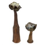 Lotte Globb, two Jack in the Pulpit flower-form vases,