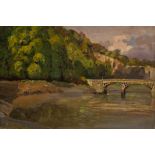 Donald Floyd (British 1892-1965)/The Road Bridge over the Wye, Chepstow/oil on canvas,