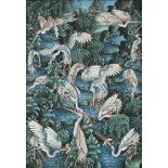 Balinese School, 20th Century/Cranes/signed NI SAR Jun-Jungan/watercolour on cloth,