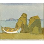 Arthur Charlton (British 1917-2007)/Mumbles Pier/signed, dated '89 and inscribed/colour linocut, 13.