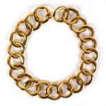 Chanel, a yellow metal circular link chain necklace,