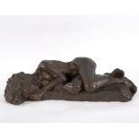 Manner of Sir Jacob Epstein/Sleeping Nude/painted plaster sculpture,