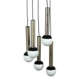 Stilnovo, a 1950s Italian five-light chandelier,