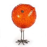 Alessandro Pianon for Vistosi, a Pulcini orange glass bird, mid 1960s,