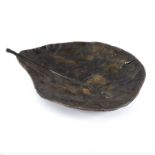 A 20th Century bronze dish in the form of a leaf, 20cm long/Provenance: Eastington Hall,