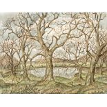 Hervey Adams (British, 20th Century)/Lakeside Trees/signed lower right/watercolour,