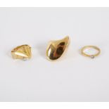 Nanna & Jorgen Ditzel for Georg Jensen, a gold modernist ring, stamped 18k,