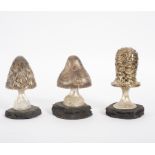Christopher Nigel Lawrence, three limited edition silver and silver-gilt novelty toadstools,