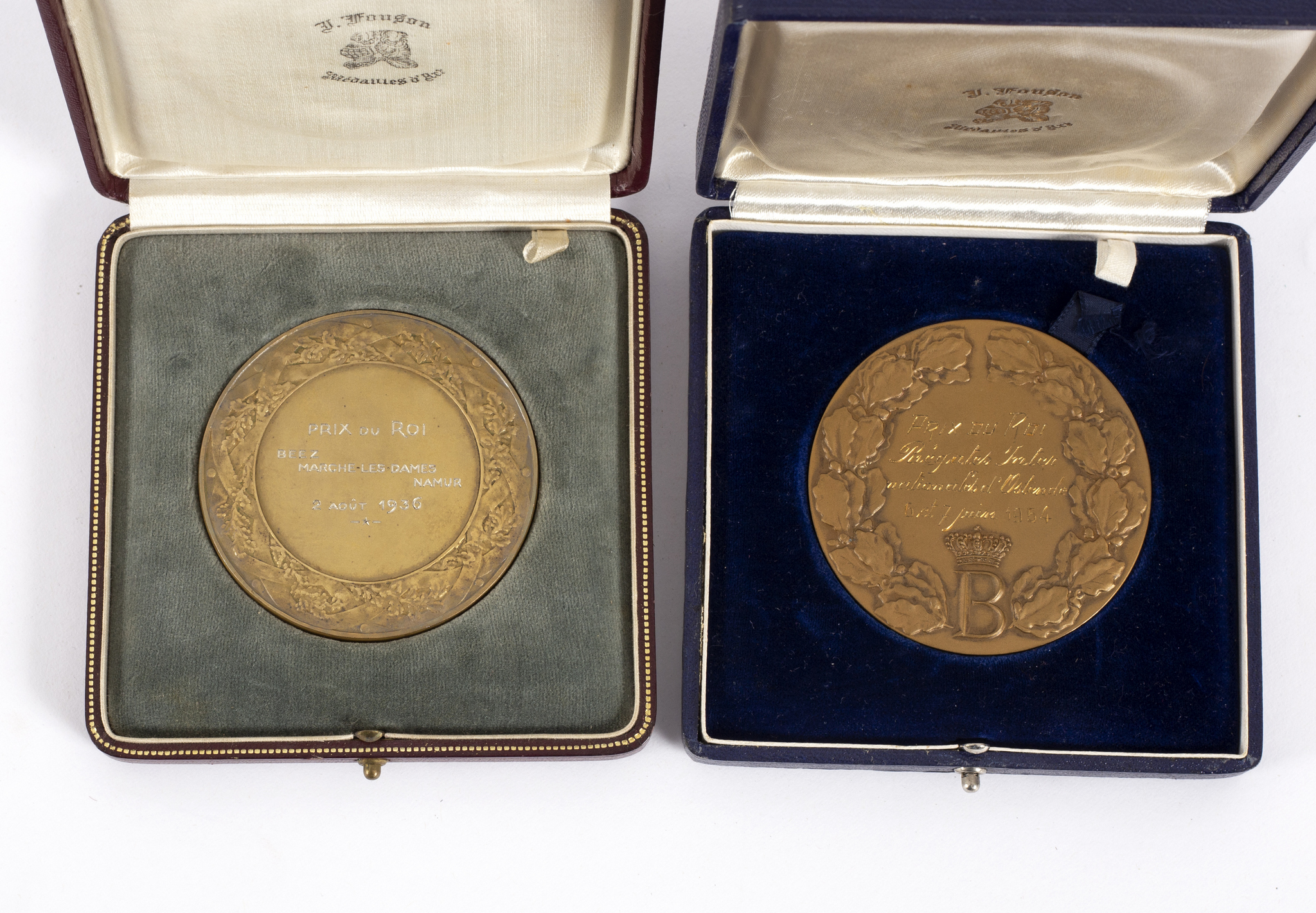 A Belgian rowing bronze medallion, J Fenson, Prix du Roi, - Image 2 of 2