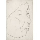 H Brodzky/Portrait Study/etching/signed in pencil/15cm x 10cm and two other pictures