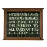 A Carter textual tile panel advertising newspaper and periodical deliveries, 63.