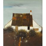 David Humphreys (British, born 1937)/White Cottage/signed/oil on board,