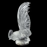 Lalique, 'Coq Nain', a car mascot, in frosted and clear glass, 22cm high,