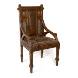 John Pollard Seddon (1827-1906), a rare Gothic Revival oak armchair made by Doveston, Bird & Hull,