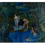 Chernov (20th Century Czech School)/Bathers in a River/inscribed indistinctly verso/oil on canvas,