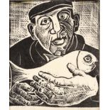 Arthur Charlton (British 1917-2007)/The Fisherman/head and shoulders, holding a fish/signed,