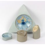 Stephen Jones (British, 20th Century), three porcelain boxes and covers of asymmetric form,