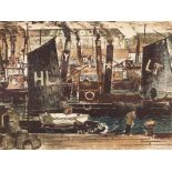 Arthur Charlton (British 1917-2007)/Fish Quay, Swansea/signed and dated '51/colour lithograph,