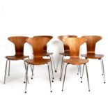 Arne Jacobsen for Fritz Hansen, a set of six Mosquito chairs, plywood,