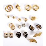 A group of ear clips and earrings, various,