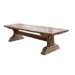 An oak refectory table, 20th Century and earlier,