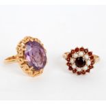 An amethyst ring, the oval stone set in 14ct yellow gold,