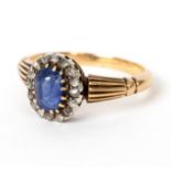 A sapphire and diamond cluster ring,