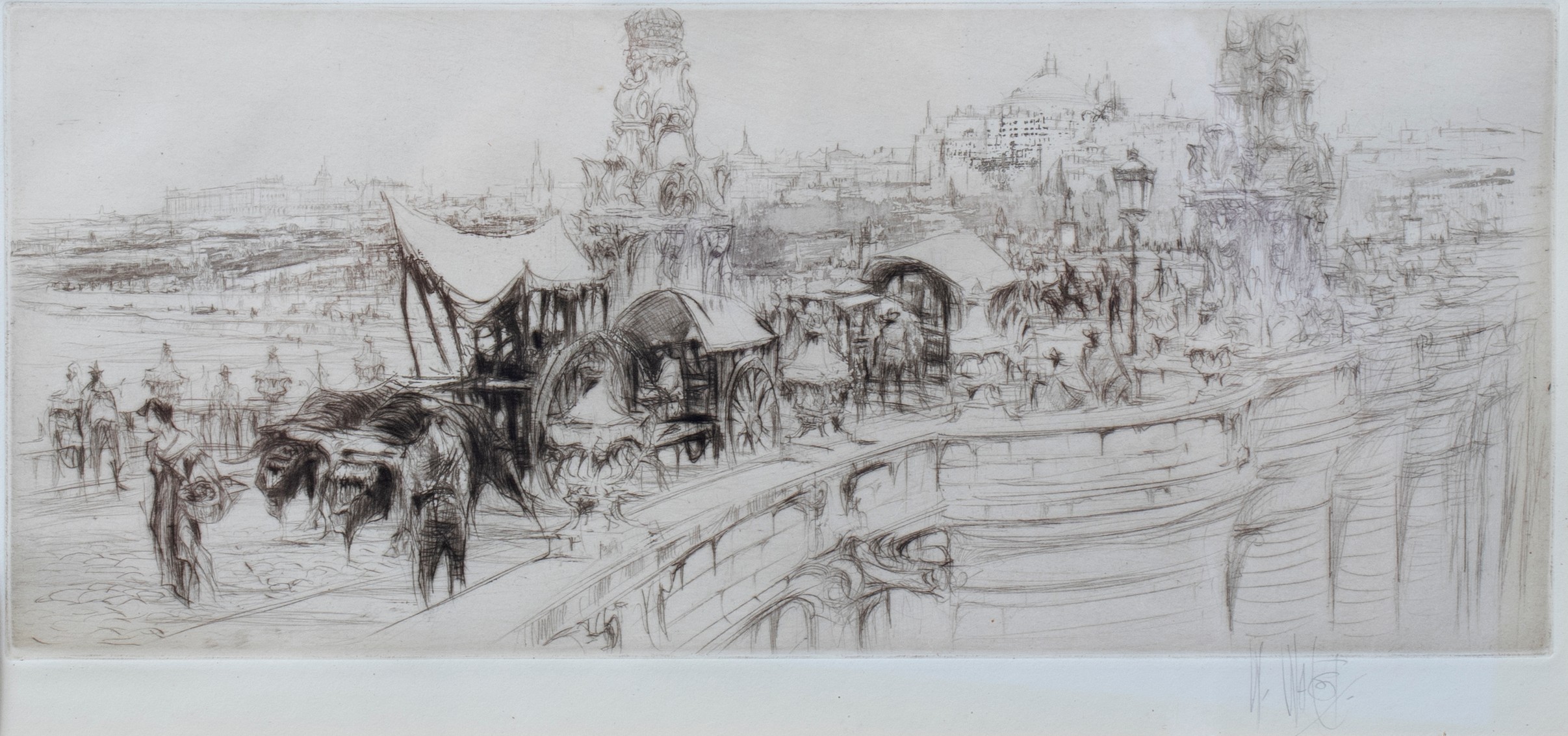 William Walcot (British 1874-1943)/Segovia Bridge, Madrid/signed/etching, 15cm x 34.