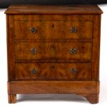 A 19th Century Continental walnut chest, of three drawers, 82.