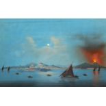 Late 19th Century Neapolitan School/Volcano Erupting by the Bay of Naples/gouache, 40cm x 61.