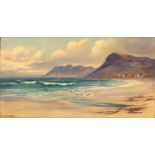 E Edwards (20th Century)/Coastal Scene with Seagulls/oil on board,