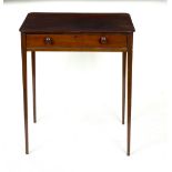 A Regency side table fitted a frieze drawer, on square tapering legs,