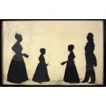 19th Century School/Portrait Silhouette of the Guppy Family/cut paper and watercolour,
