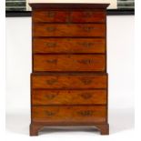 A George III mahogany chest on chest, fitted two short above six long drawers on bracket feet, 111.