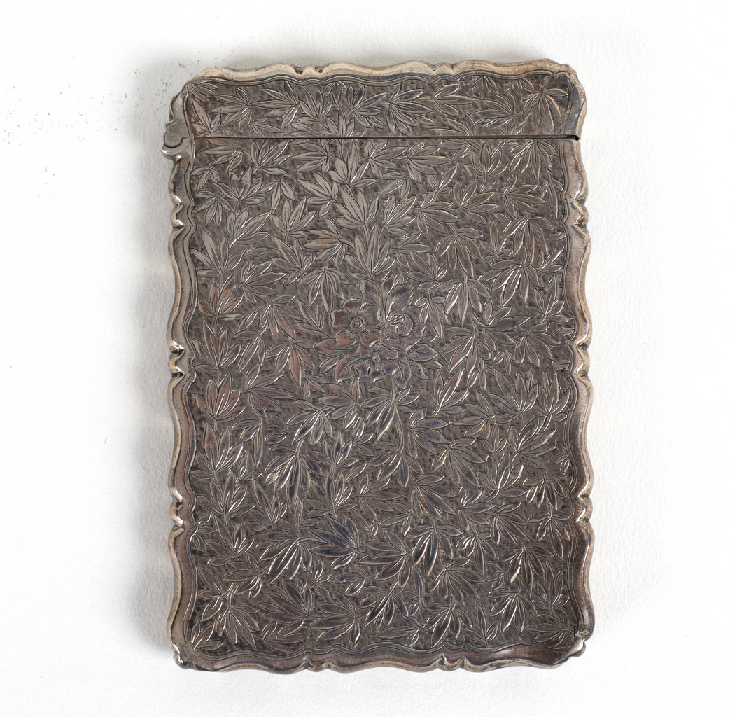 A Victorian silver visiting card case, George Unite, Birmingham 1881, engraved foliage, another, - Image 2 of 2