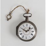 A key wind pocket watch with enamel dial and gilt decoration