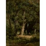 Jan Willem Van Borselen (Dutch 1825-1892)/Faggot Gatherers in Woodland/signed lower right/oil on