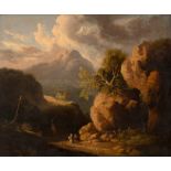 Early 19th Century English School/Rocky Landscape with Figures on a Path/oil on canvas,