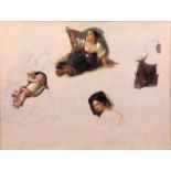 French School circa 1820/Figure Studies/oil on canvas, 44cm x 58.