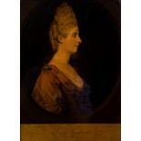 After Sir Joshua Reynolds (British 1723-1792)/Lady Gideon/a George III transfer print on glass,