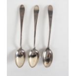 Three silver teaspoons, makers mark only,