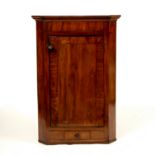 A 19th Century mahogany corner cupboard with drawer beneath,