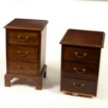 A pair of mahogany pedestal chests, each of three drawers,