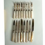 Eight pairs of silver dessert knives and forks, various makers and dates,
