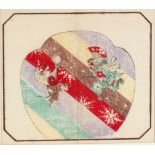 A Meiji period Japanese fan print of a Rat Dancer together with a woodblock print of a flowering