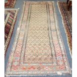 A Northwest Persian runner, circa 1900, the camel coloured field with a stylised plant trellis,