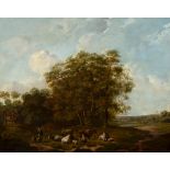 Attributed to Egbert van Drielst (Dutch 1745-1818)/Summer Landscape with Livestock and Figures/oil