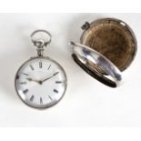 A Victorian silver pair cased pocket watch, London 1843,